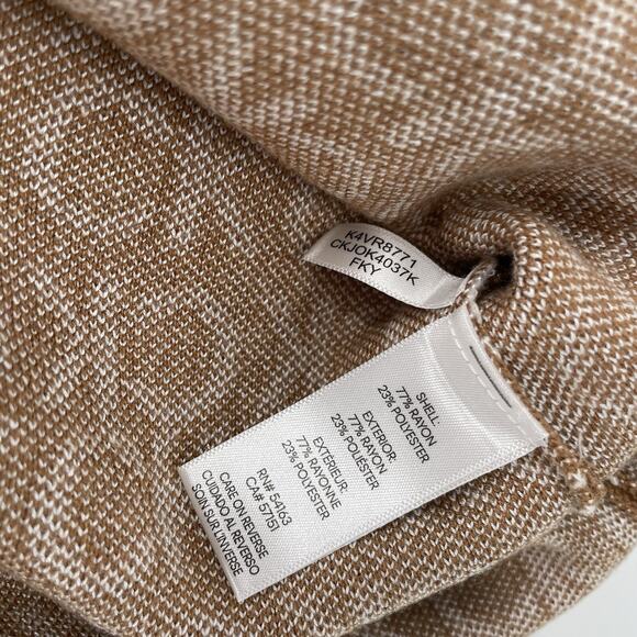 Calvin Klein Pencil Skirt CK Monogram Logo Tan White Stretch Knit Large $80 MSRP - Picture 4 of 6